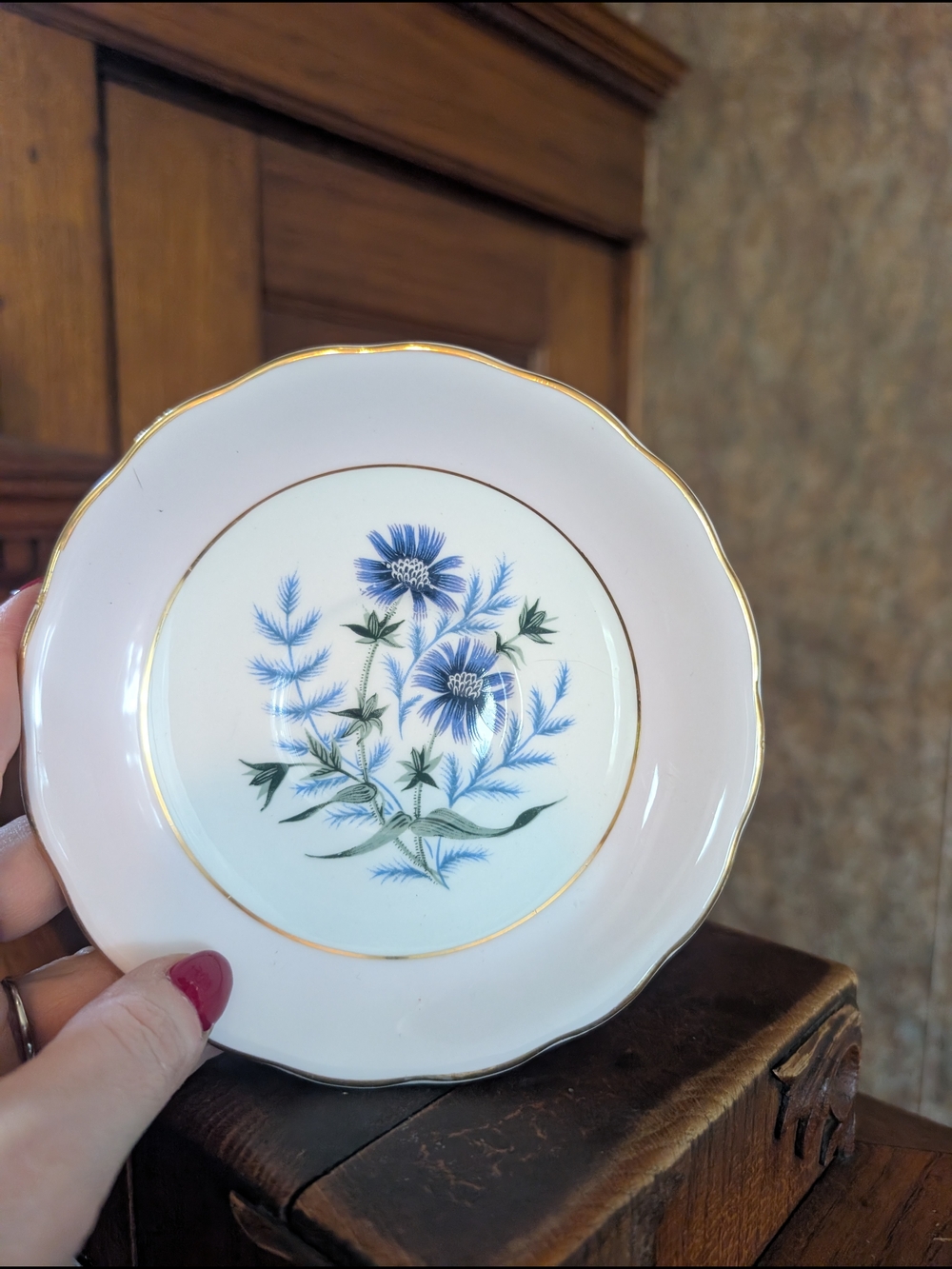 Vintage Colclough Bone China England Palest Pink & Rose Trio C1945-1948 Plate